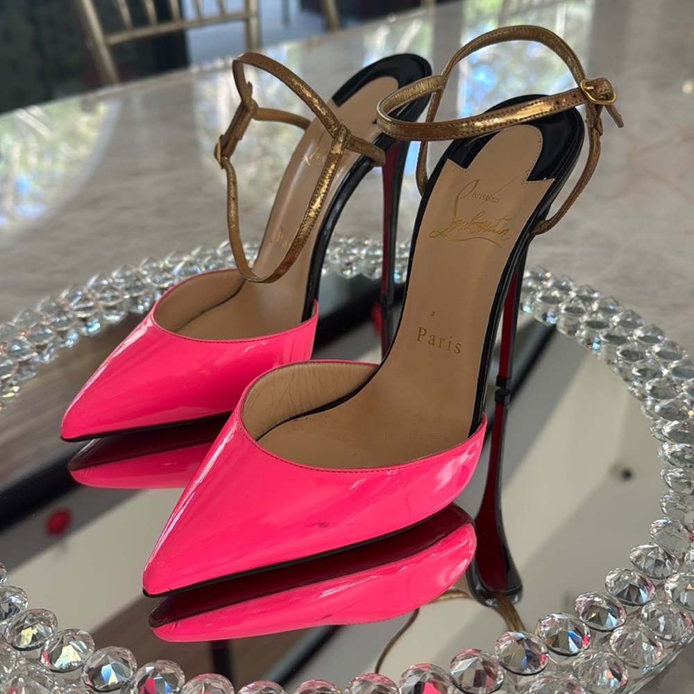 Christian Louboutin Multicolor Patent and Leather Riverina Sandal size 37